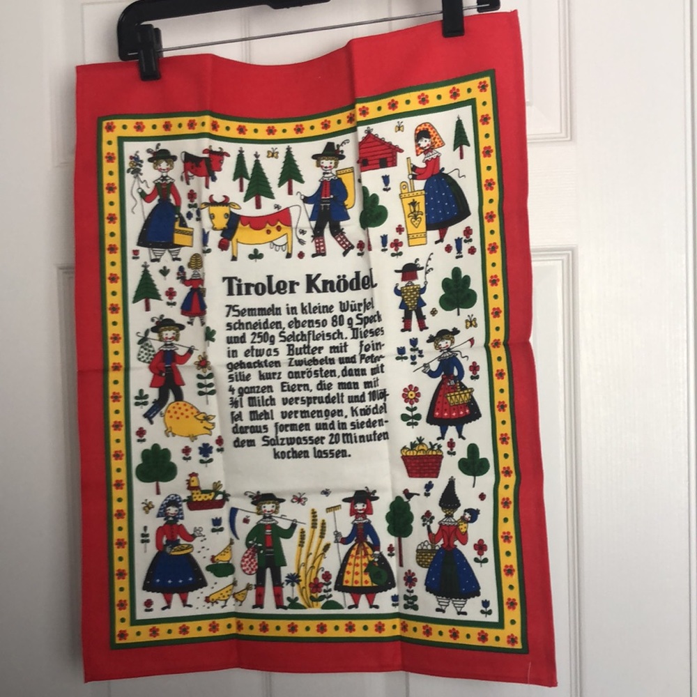 Austrian Kitchen Towel with TIROLER KNÖDEL recipe.